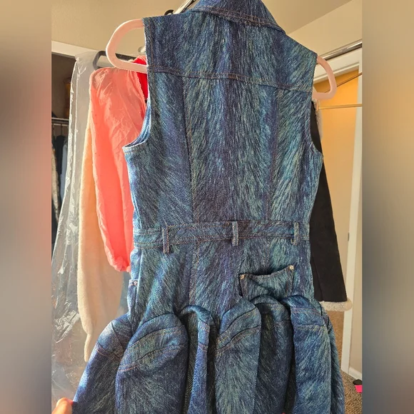 AREA NYC Fur Printed Godet Mini Dress Indigo Multi – size 4 NWT - Picture 8 of 8